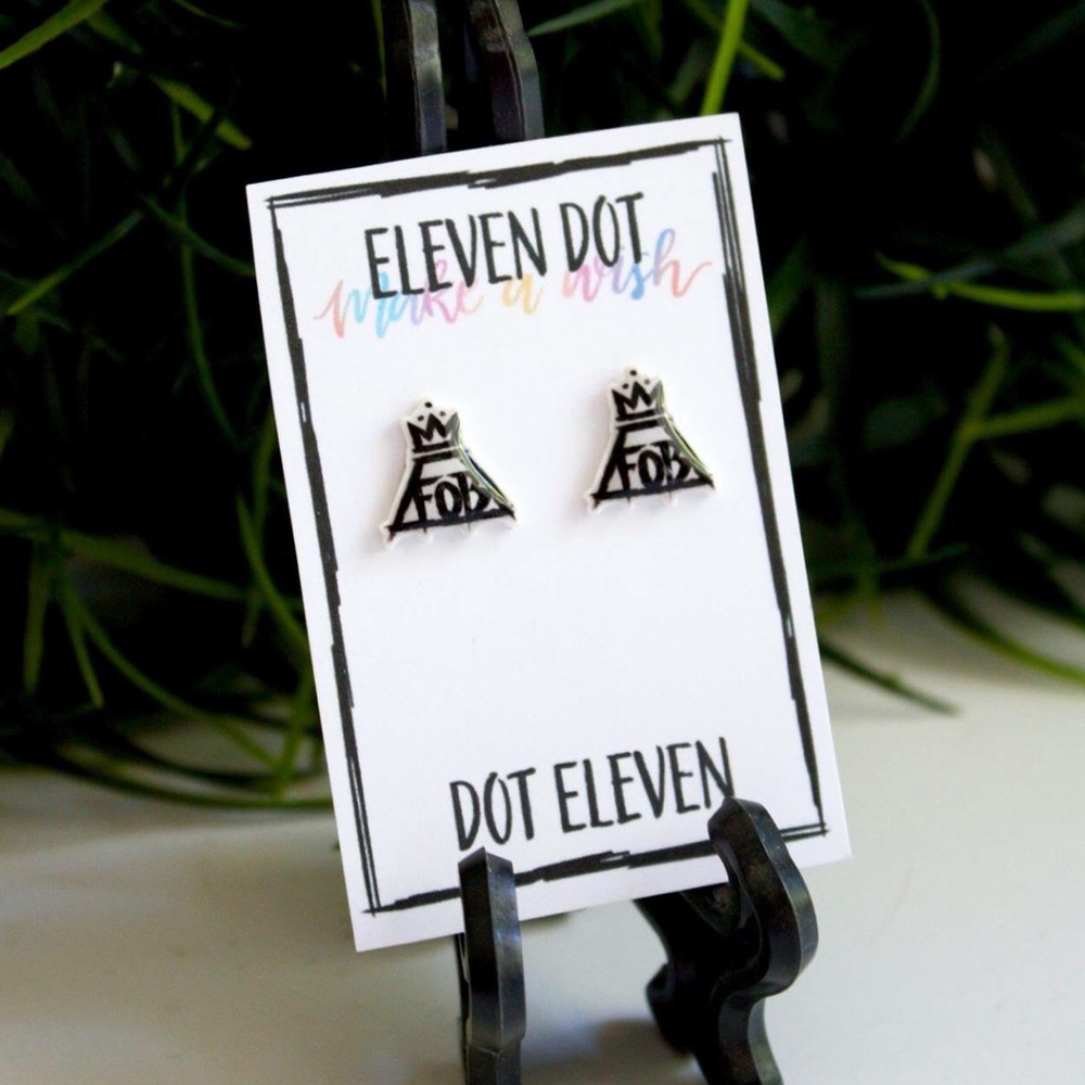 Fall Out Boy Band Logo FOB Stud Earrings